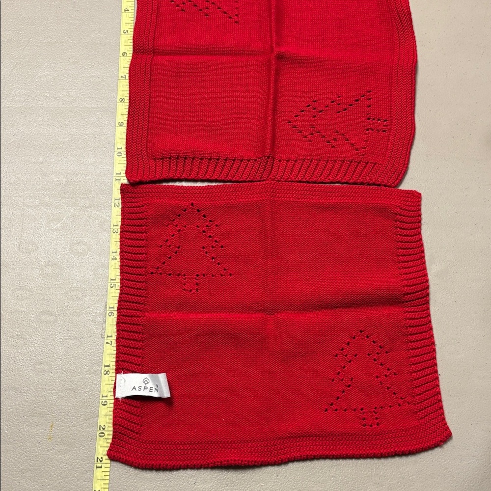 2- Red Christmas Tree Table Linens - Picture 2 of 3